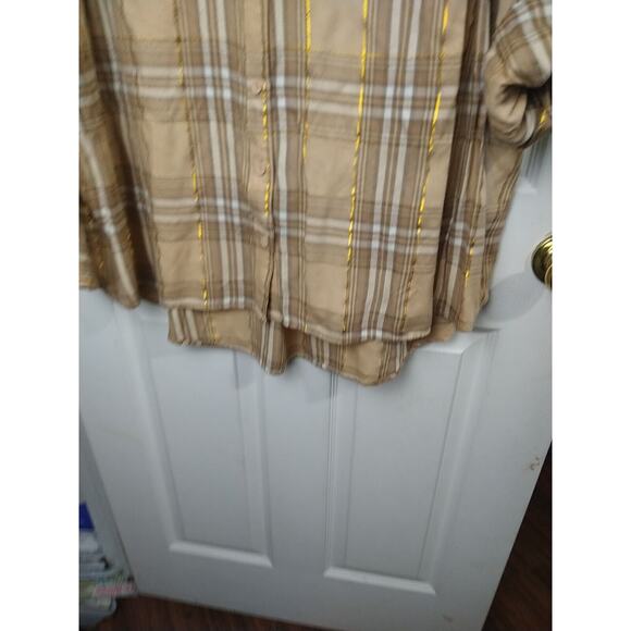 lane bryant woman plus size 18/20 Shirt Collared Button Brown Plaid Roll Tab... - Picture 6 of 9